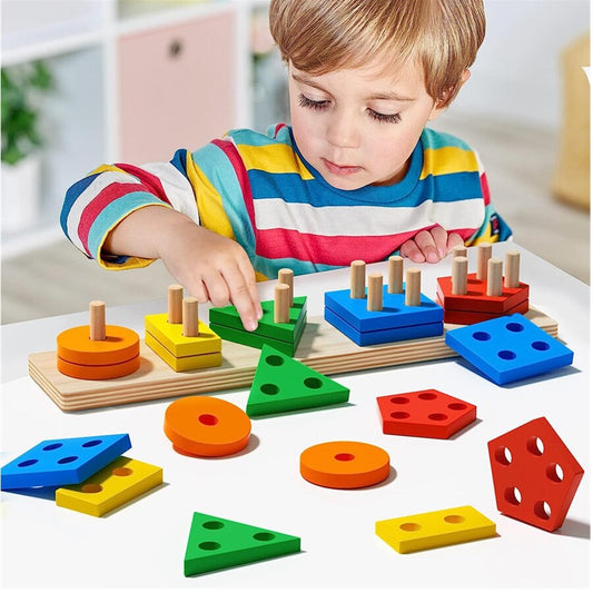 ShapeStack Montessori Wooden Blocks